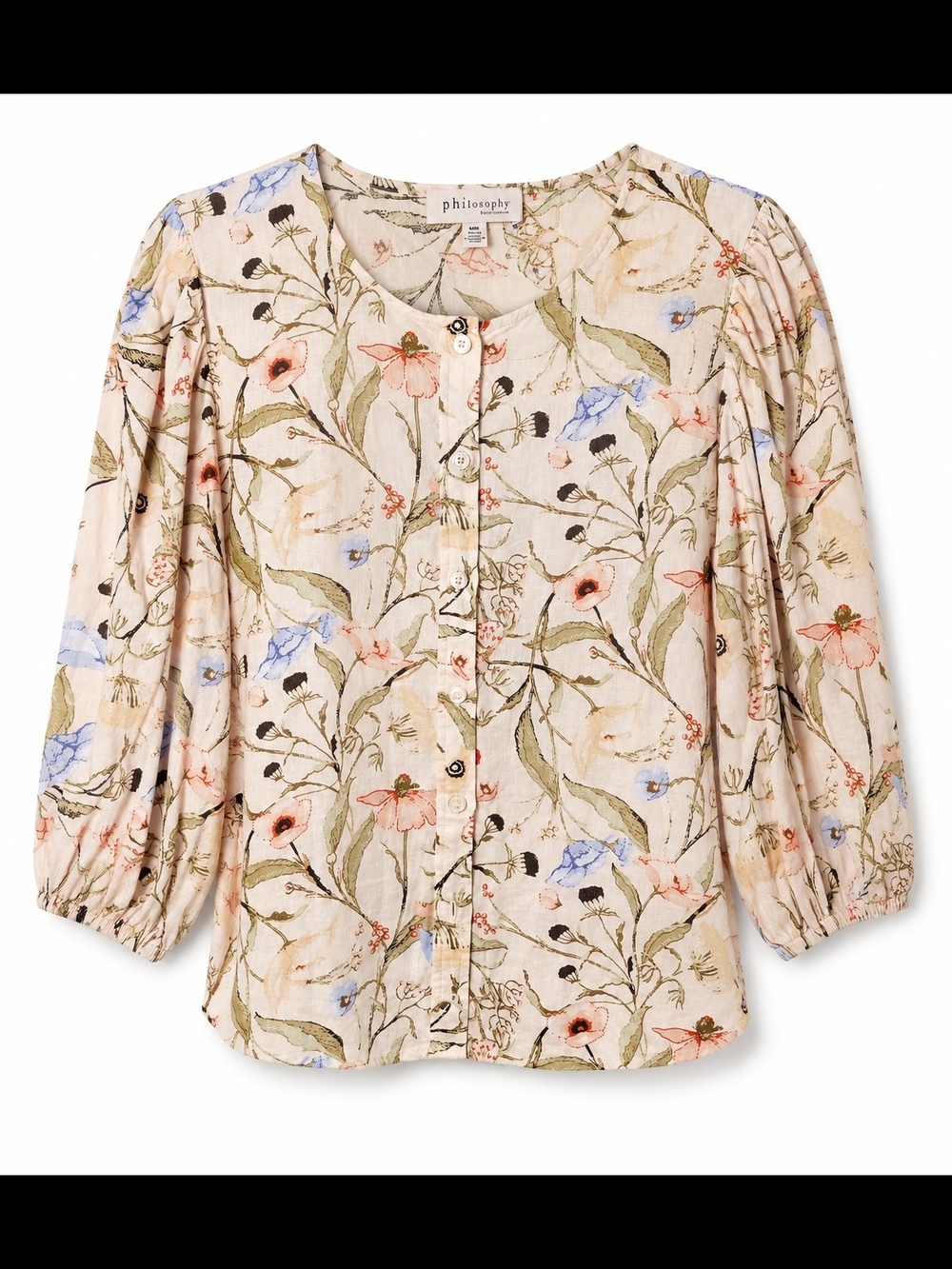 Philosophy Floral Linen Blend Top